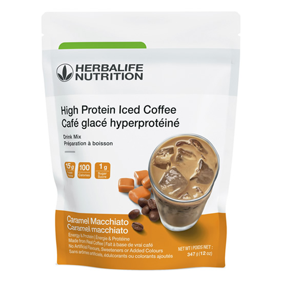 High Protein Iced Coffee (Caramel Macchiato)